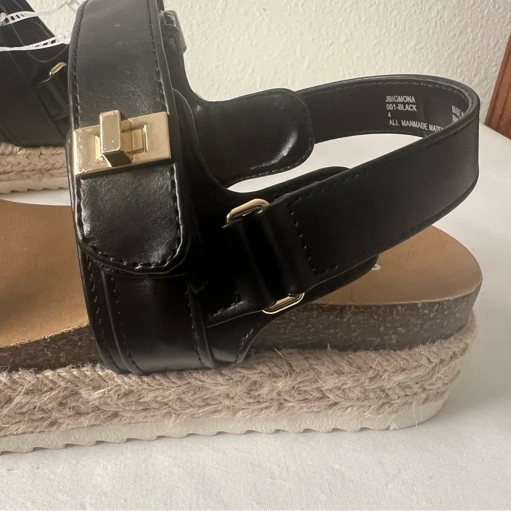 Steve Madden Big Girl’s Black Classy  Sandals with Adjustable Straps Size 4 NWOT